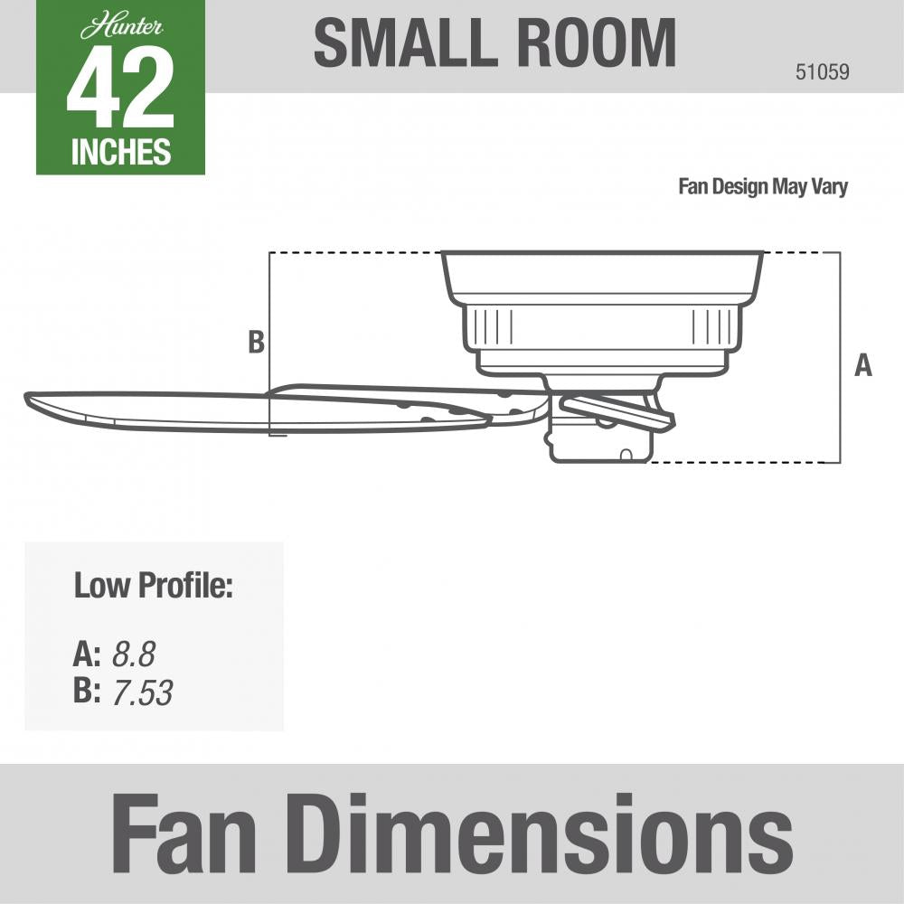 Hunter LOW PROFILE 51059 Fan Traditional - White