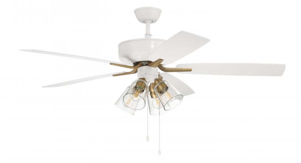 Craftmade PRO PLUS 104 P104WSB5-52WWOK Fan - White Satin Brass