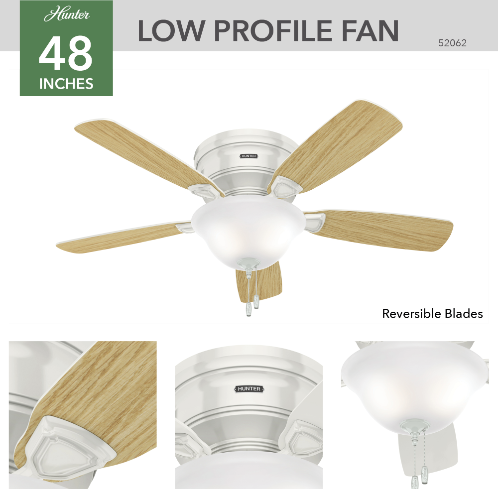 Hunter LOW PROFILE 52062 Fan Traditional - White