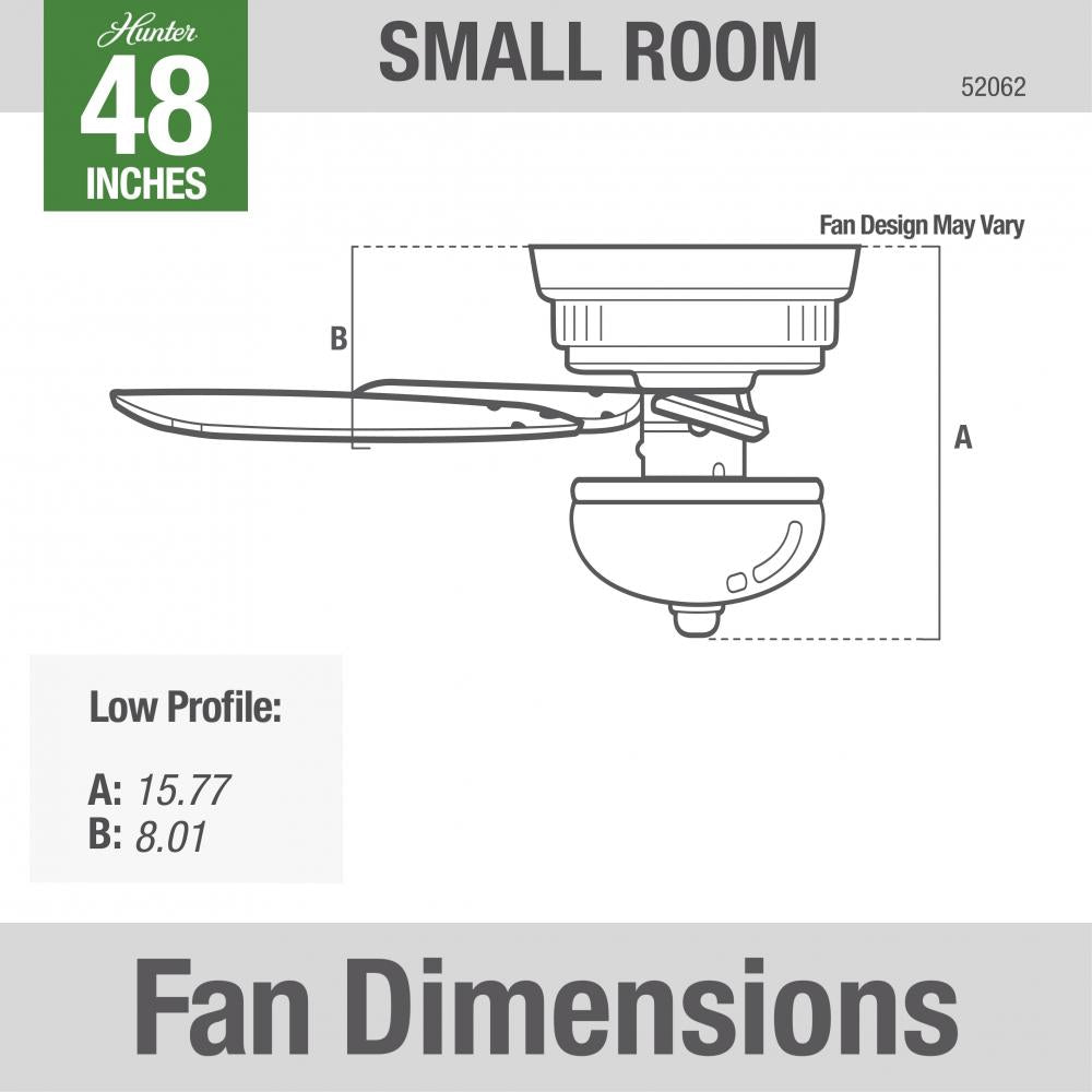 Hunter LOW PROFILE 52062 Fan Traditional - White