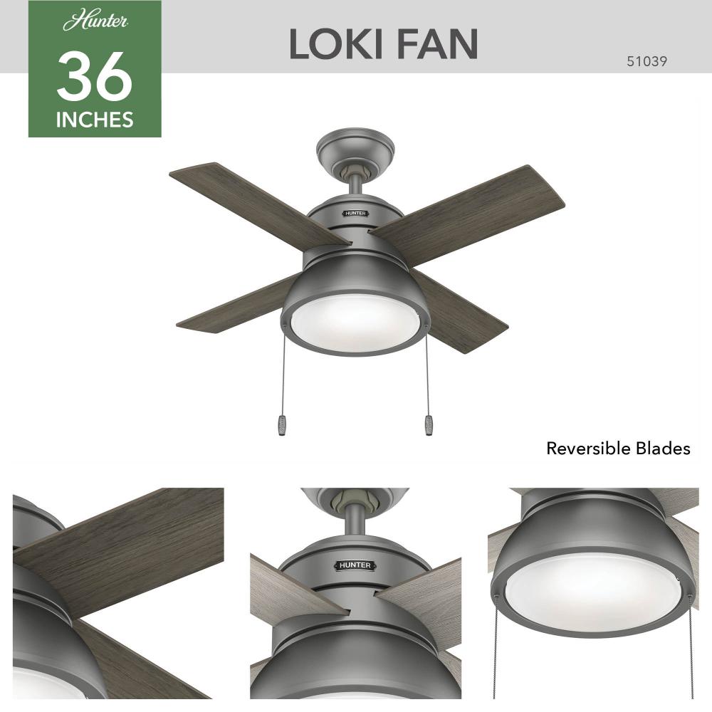 Hunter LOKI 51039 Fan Casual - Matte Silver