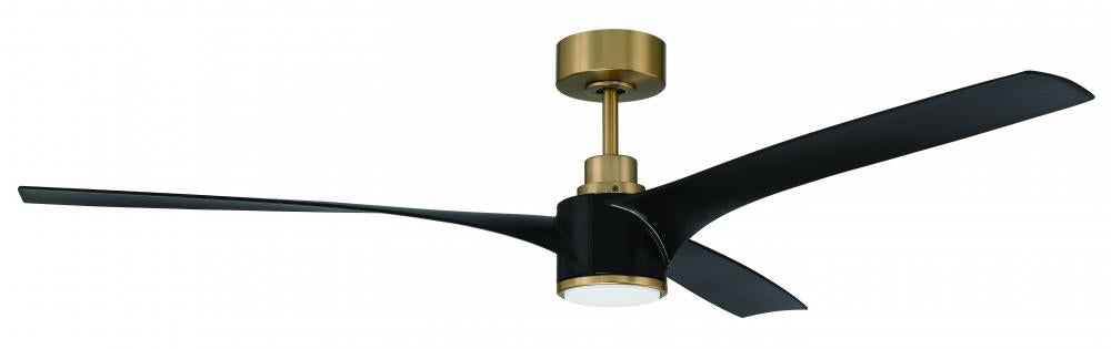 Craftmade PHOEBE PHB60FBSB3 Fan Contemporary - Flat Black Satin Brass