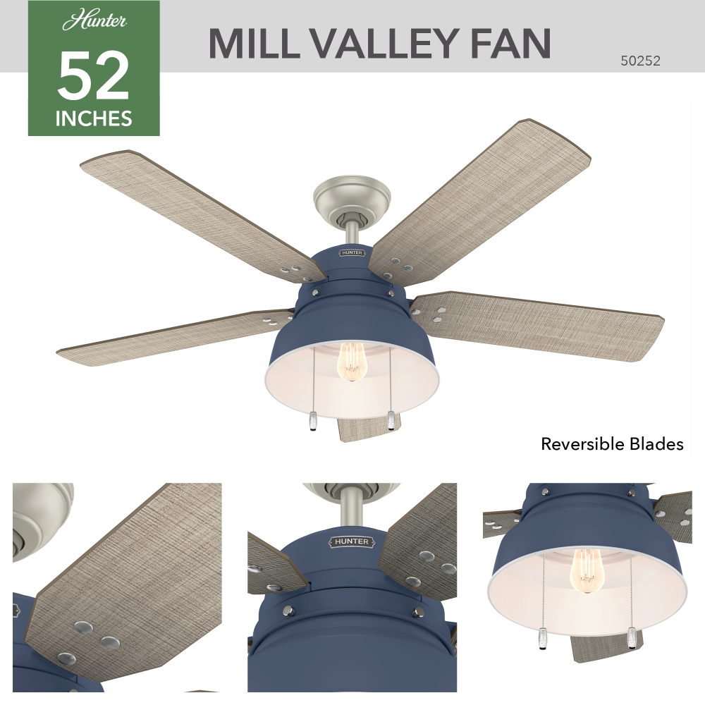 Hunter MILL VALLEY 50252 Fan Country Rustic - Indigo Blue