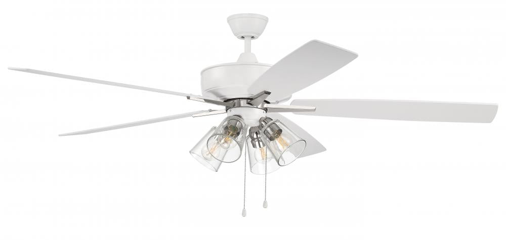 Craftmade SUPER PRO 104 S104WPLN5-60WWOK Fan - White Polished Nickel