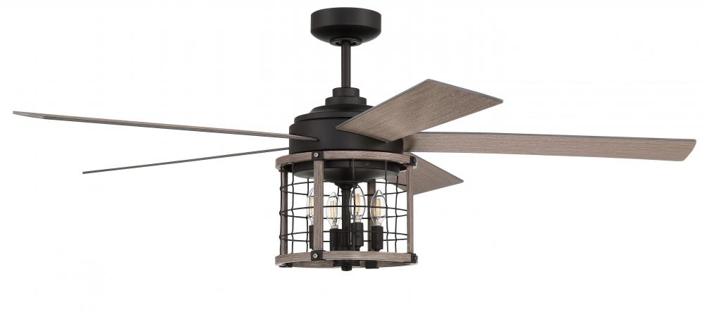 Craftmade NICOLAS NIC56FBLW5 Fan Transitional - Flat Black Light Wenge