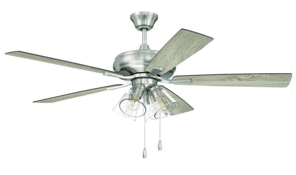 Craftmade EOS CLEAR 4 LIGHT ECF104BNK5-DWWLN Fan - Brushed Polished Nickel