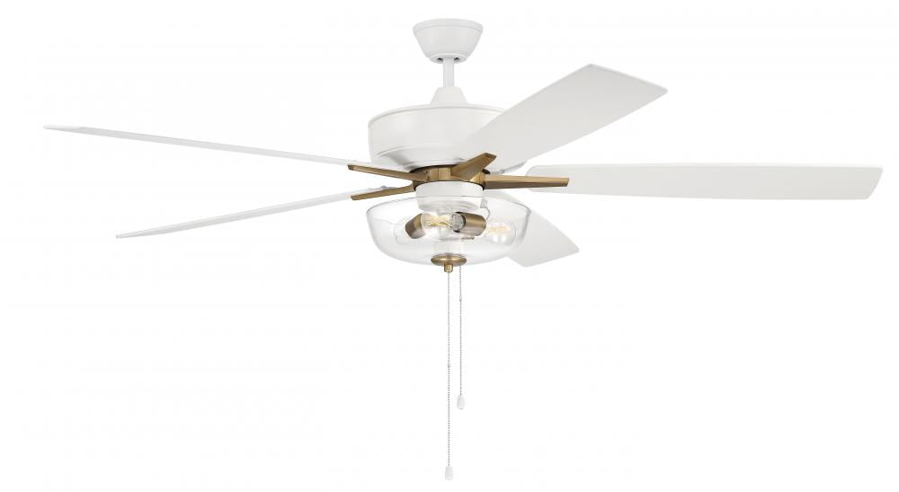 Craftmade SUPER PRO 101 S101WSB5-60WWOK Fan - White Satin Brass