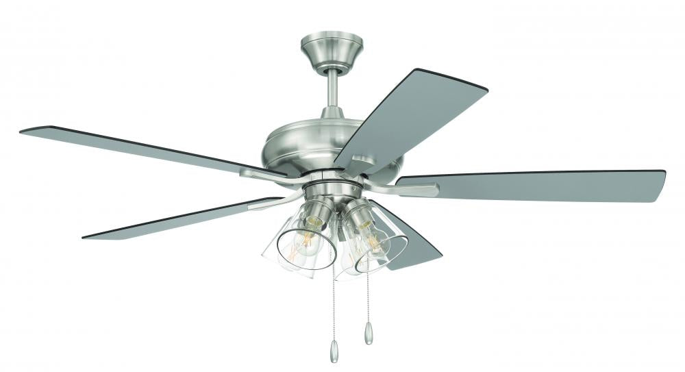 Craftmade ECONOMY CLEAR 4 LIGHT ECF104BNK5-BNGW Fan - Brushed Polished Nickel