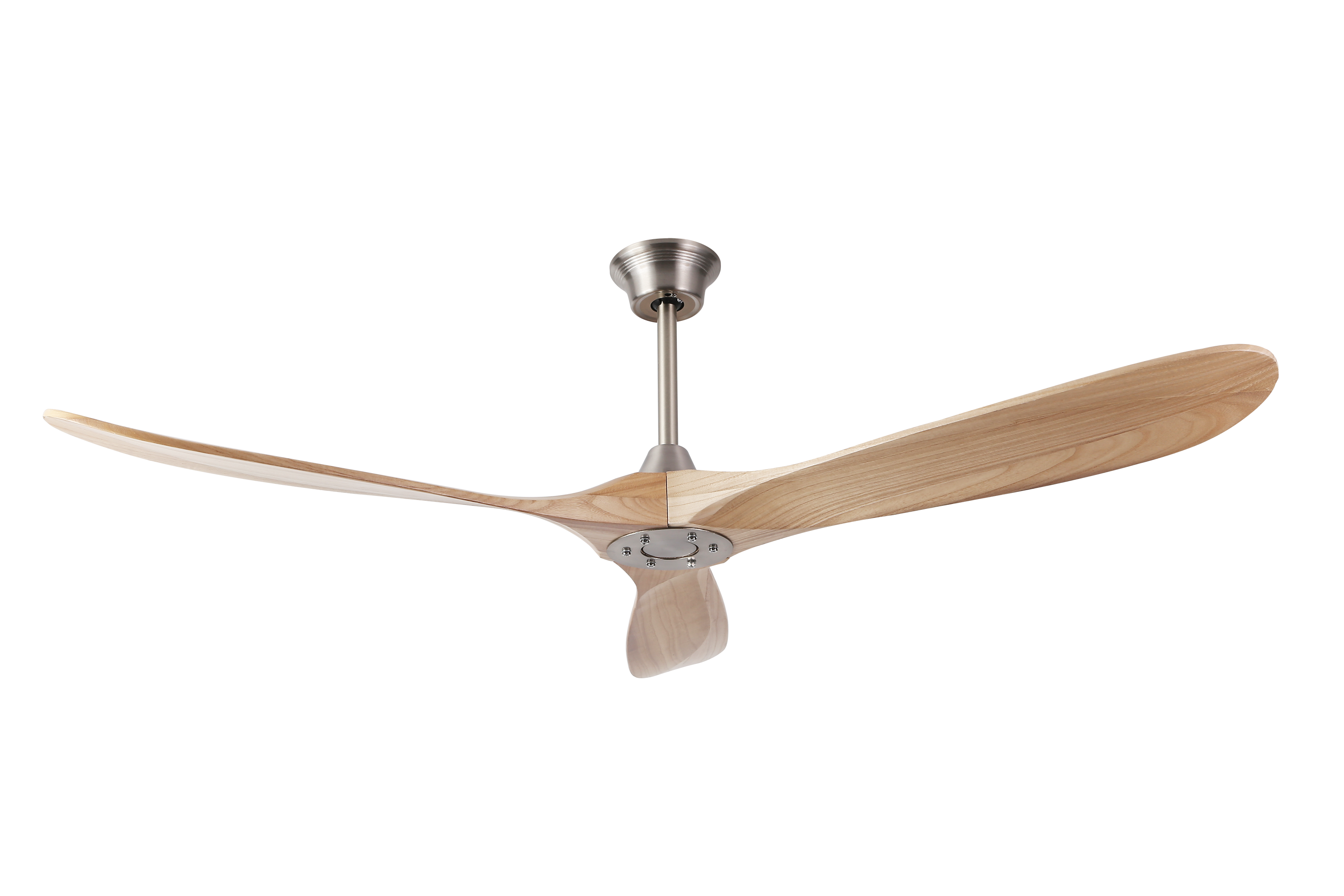 60 Inch Wood Blade Ceiling Fan by Builder Fans Co. - Satin Nickel,