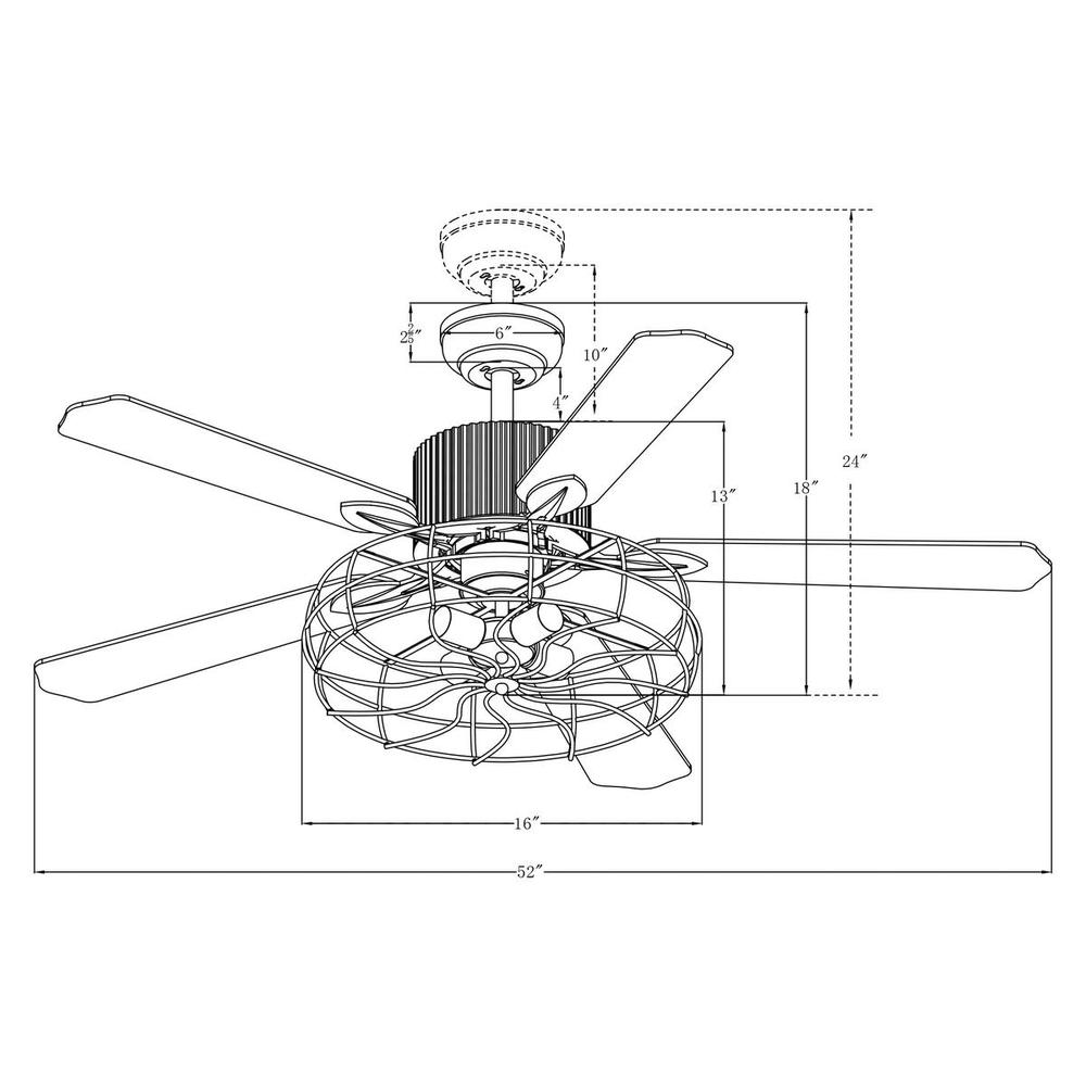 Carro USA HERITAGE WGS-525D-L12-B5-1 Fan Traditional - Black