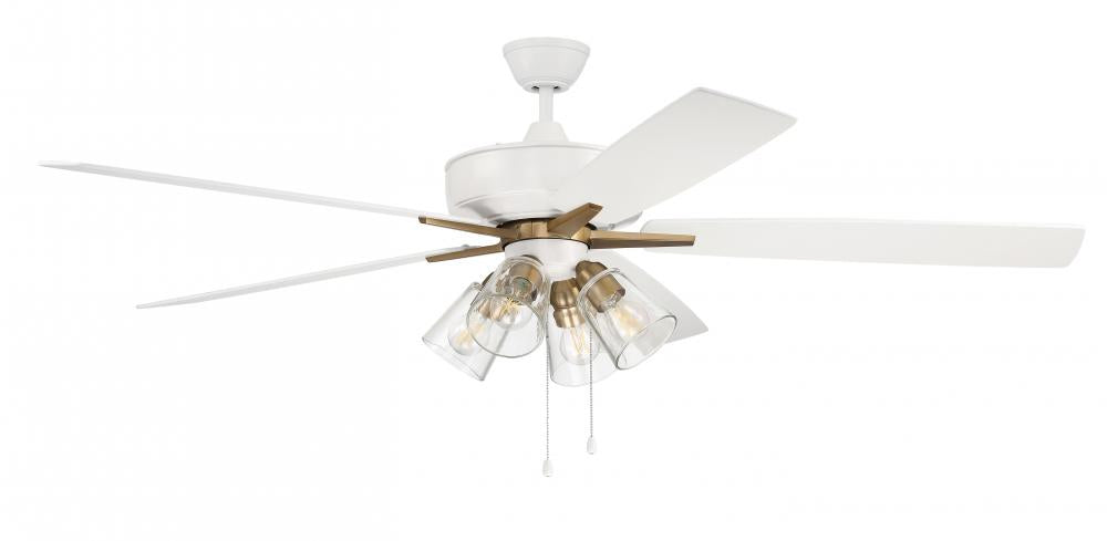 Craftmade SUPER PRO 104 S104WSB5-60WWOK Fan - White Satin Brass