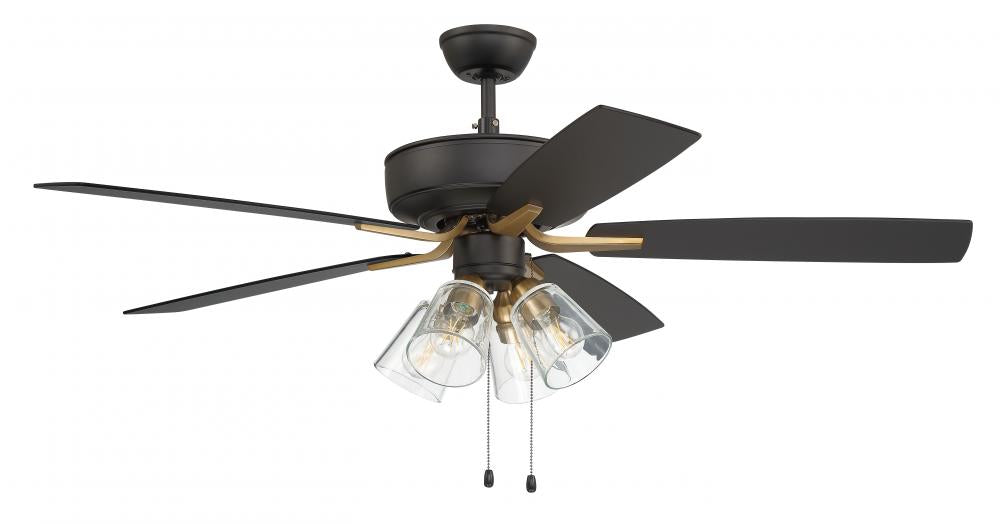 Craftmade PRO PLUS 104 P104FBSB5-52BWNFB Fan - Flat Black Satin Brass