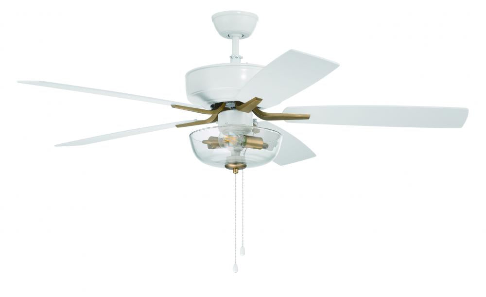 Craftmade PRO PLUS 101 P101WSB5-52WWOK Fan - White Satin Brass