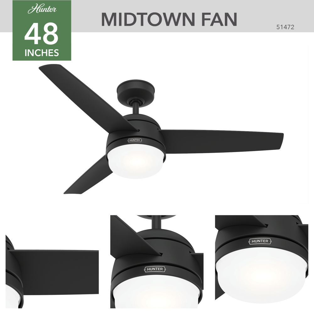 Hunter MIDTOWN 51472 Fan Modern - Matte Black