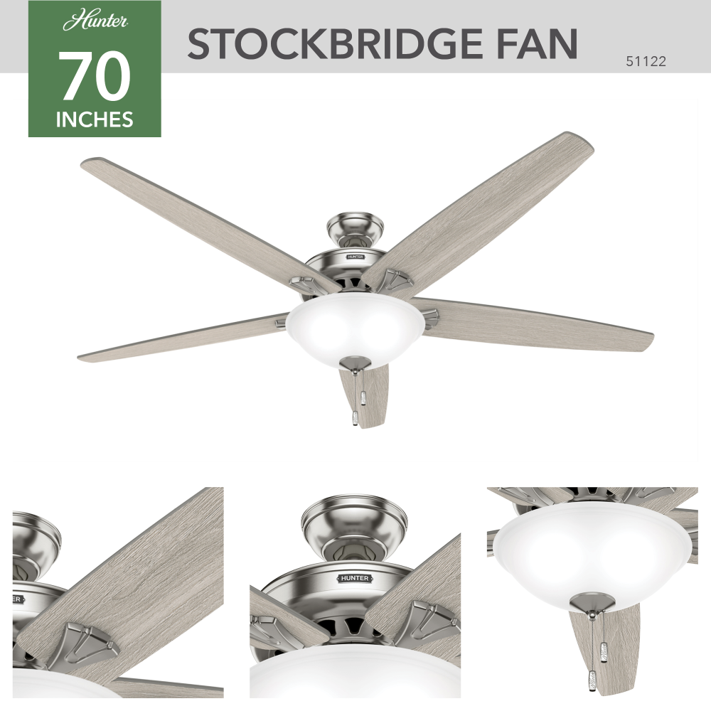 Hunter STOCKBRIDGE 51122 Fan Traditional - Brushed Nickel