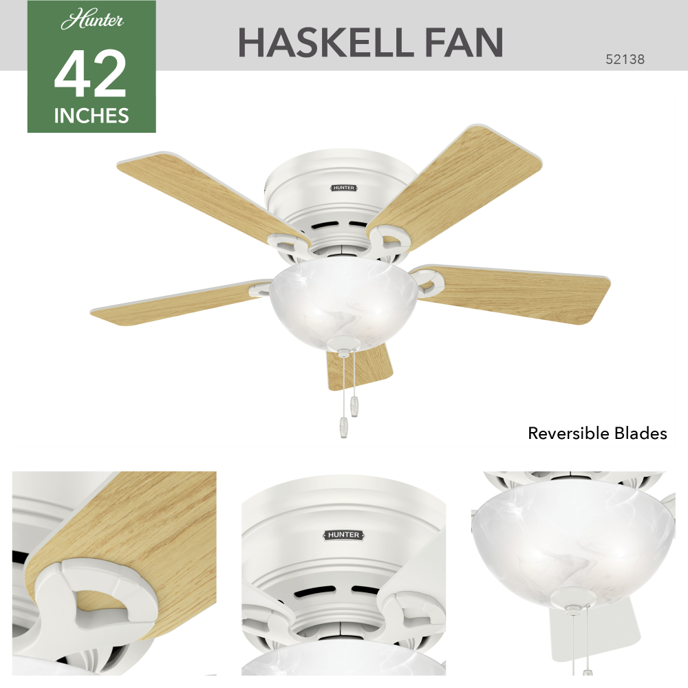 Hunter HASKELL 52138 Fan Traditional - Fresh White