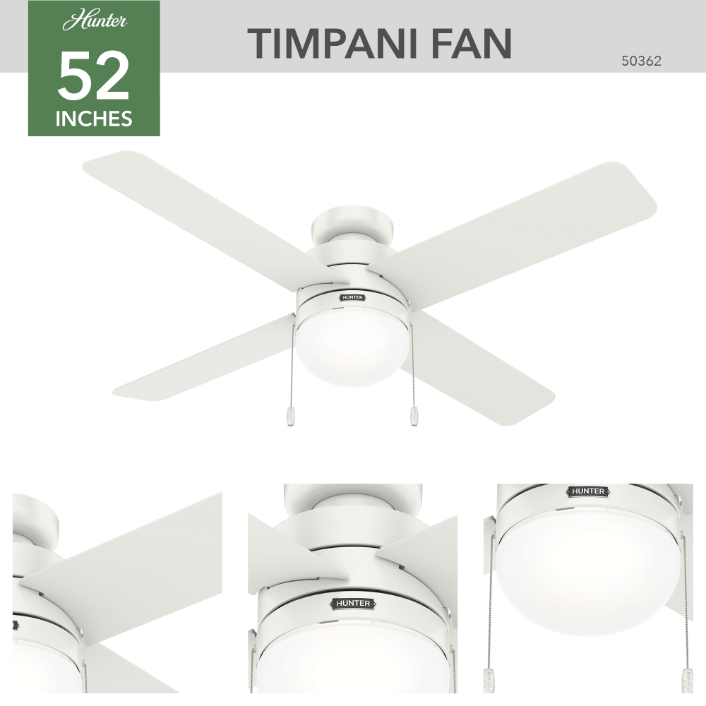 Hunter TIMPANI 50362 Fan Casual - Fresh White