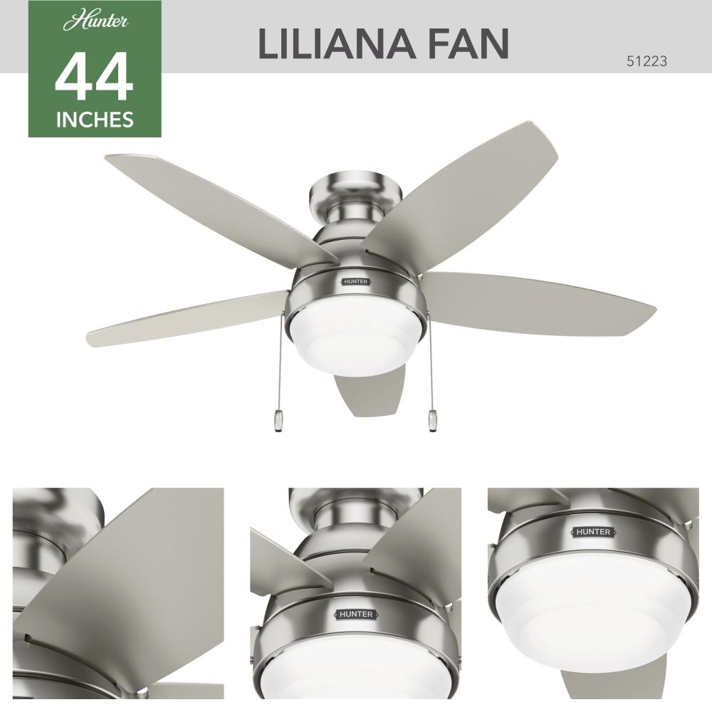 Hunter LILLIANA 51223 Fan Casual - Brushed Nickel