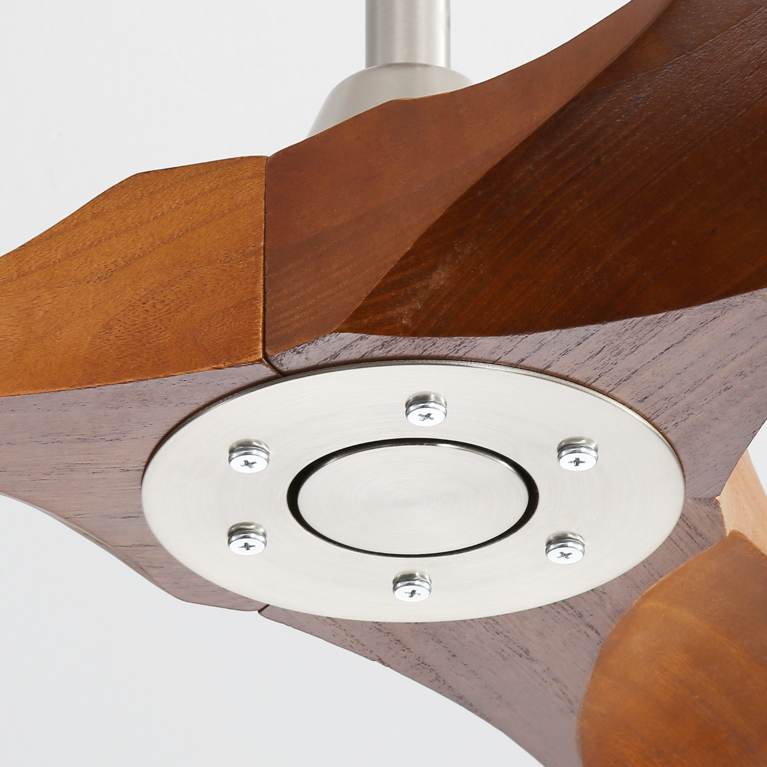60 Inch Wood Blade Ceiling Fan with Remote - Brushed Nickel, Walnut Blades