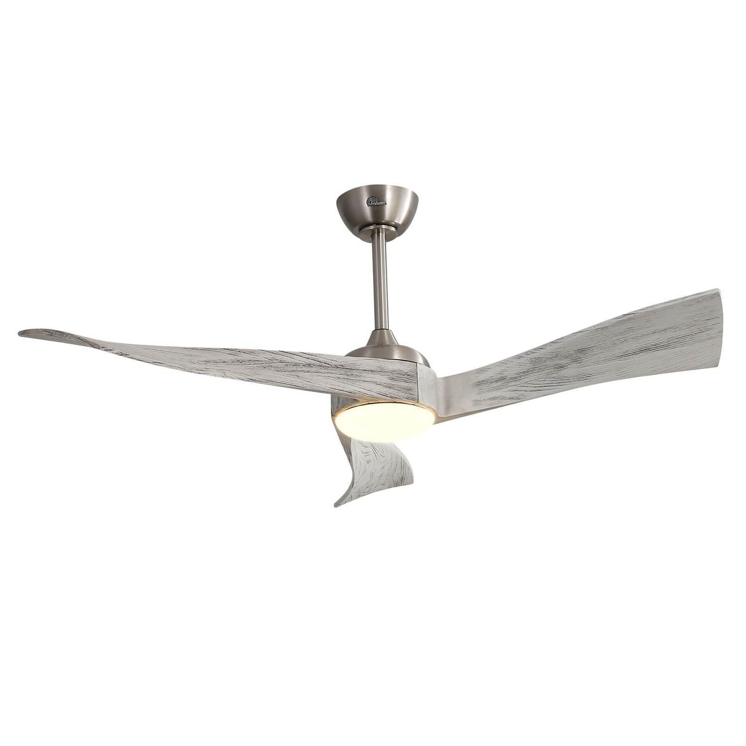 Builder Fans Co. Wood Blade Ceiling Fan with LED Light, 52 Inch - Brushed Nickel, Grey