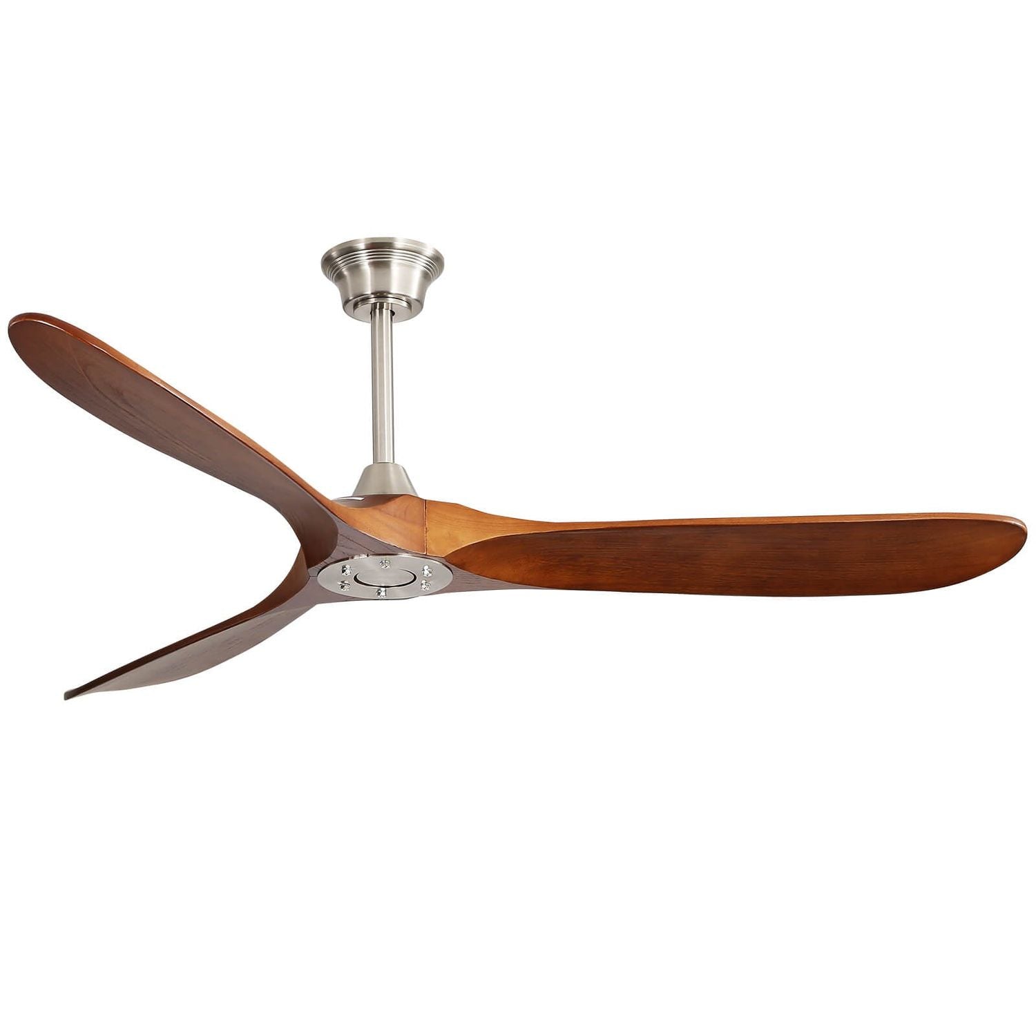 60 Inch Wood Blade Ceiling Fan with Remote - Brushed Nickel, Walnut Blades