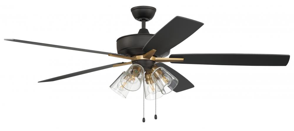 Craftmade SUPER PRO 104 S104FBSB5-60BWNFB Fan - Flat Black Satin Brass