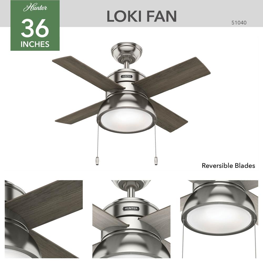 Hunter LOKI 51040 Fan Casual - Brushed Nickel